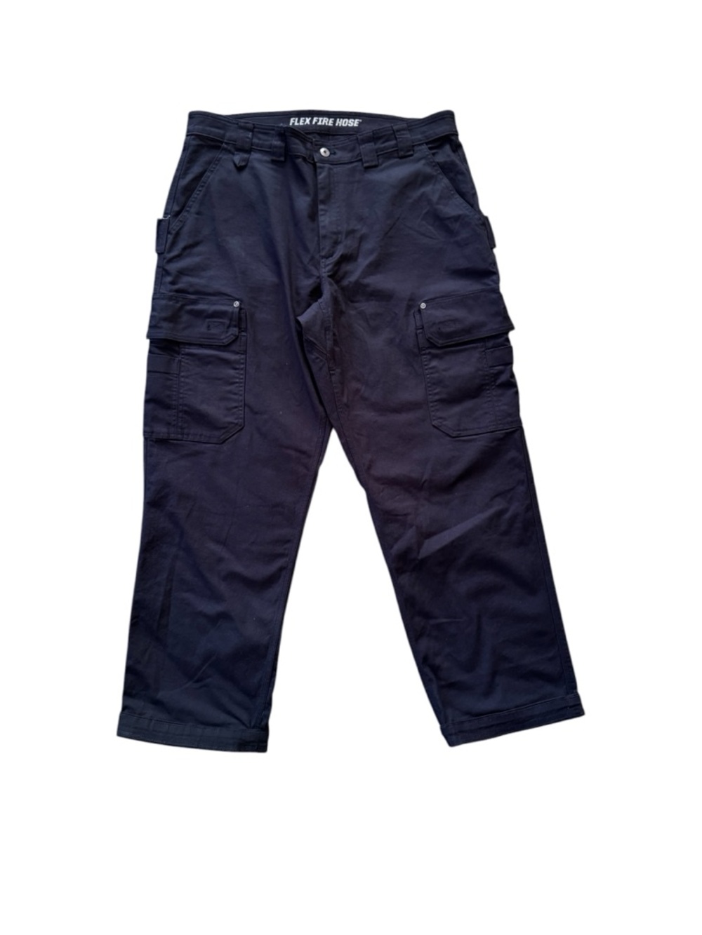 Duluth Trading Co Flex Fire Hose Cargo Pants Men 38x32 Relaxed Fit Black Utility